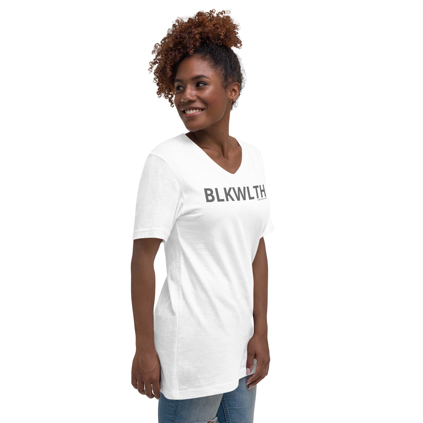BLKWLTH (Unisex Short Sleeve V-Neck T-Shirt)